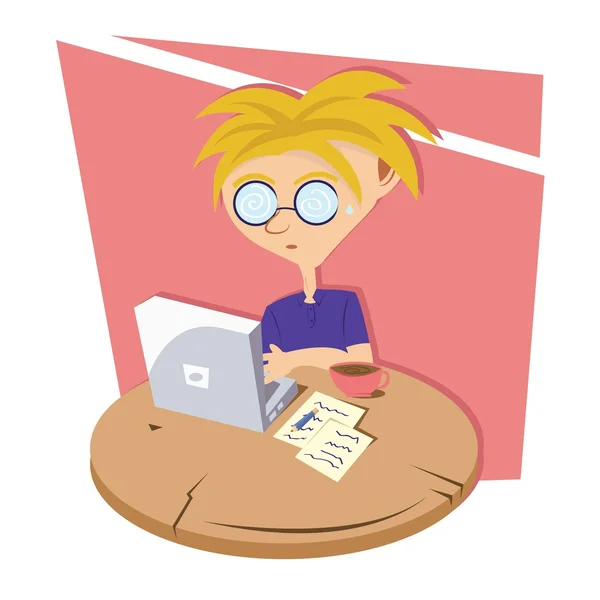 Laptop Boy — Stock Vector