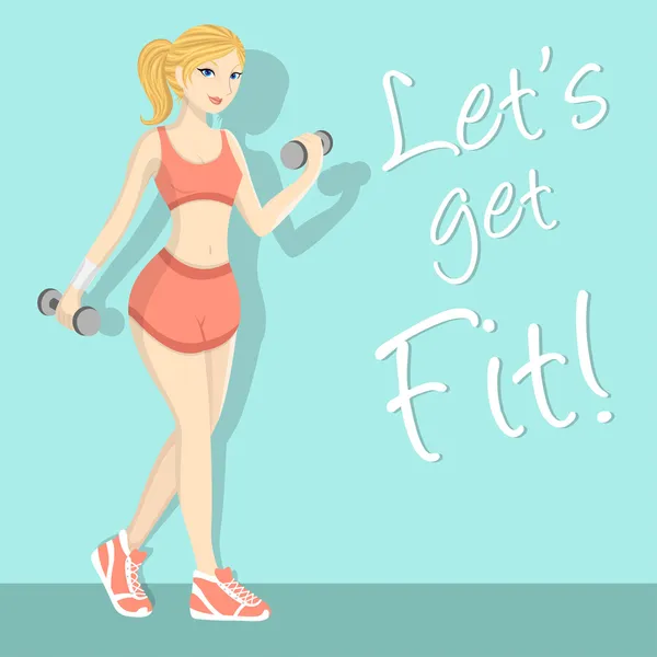 Sexy woman let 's get fit Illustration — стоковое фото