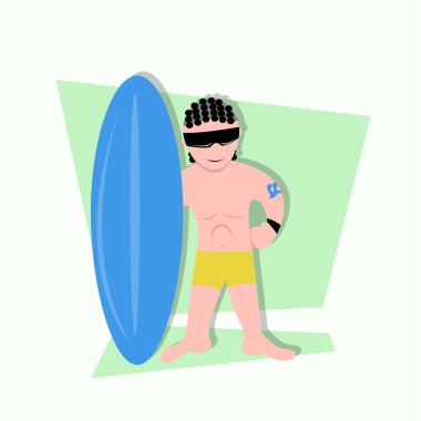 eğlenceli bir şekilde sörf spor çizgi film