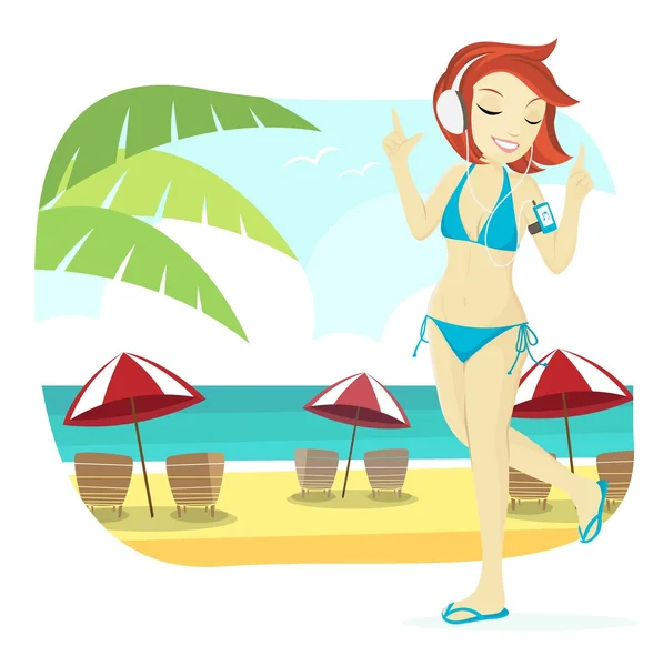 Cute Beach Girl — Stock Vector