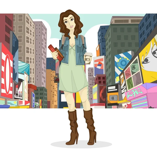 Big City Girl Fashion Style — Stock Vector