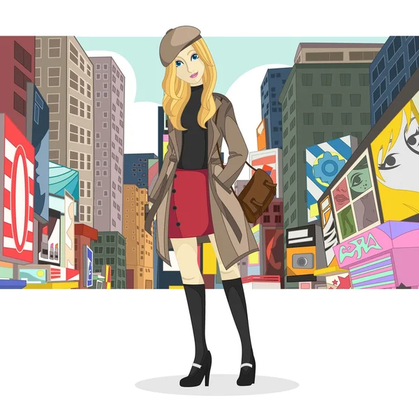 Velké město dívka módní styl — Stockový vektor