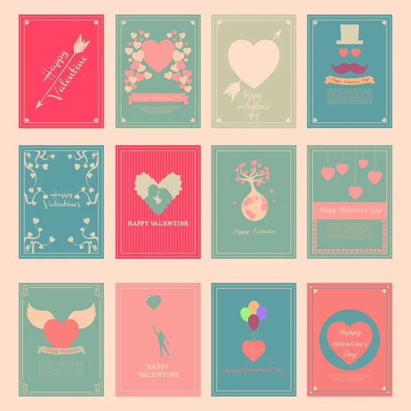 12 Valentine Cards — Stock Vector