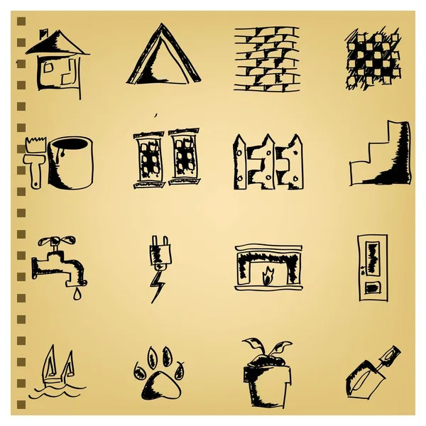 Casa icono Doodle Set — Vector de stock