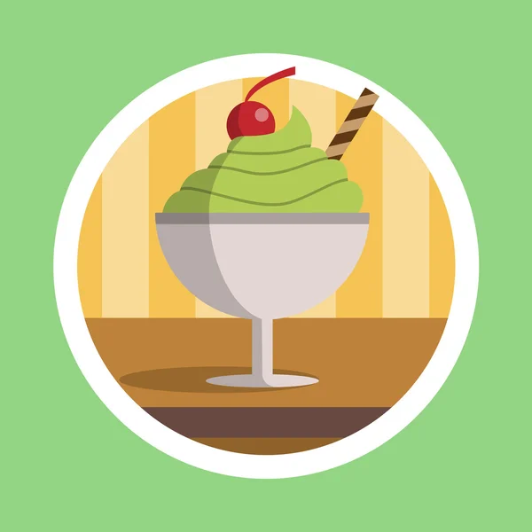 Green Tea Ice Cream Dessert Illustration — Stock Photo, Image