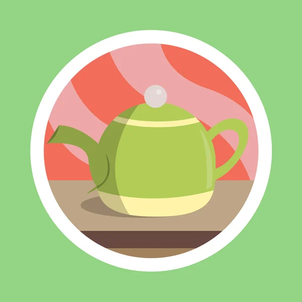 Kitchen Utensil Tea Pot Flat Design — Stock Photo, Image