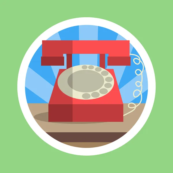 Red Vintage Rotary Phone Flat Design — Stock Photo, Image