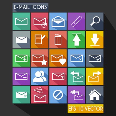 e-posta düz simgesi uzun gölge