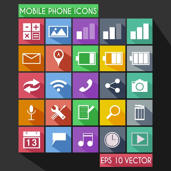 Teléfono móvil Icono plano Sombra larga — Vector de stock