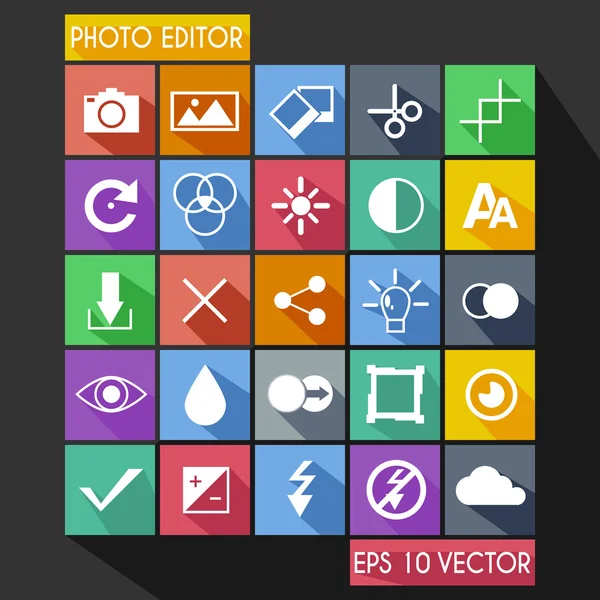 Photo Editor Flat Icon Long Shadow — Stock Vector