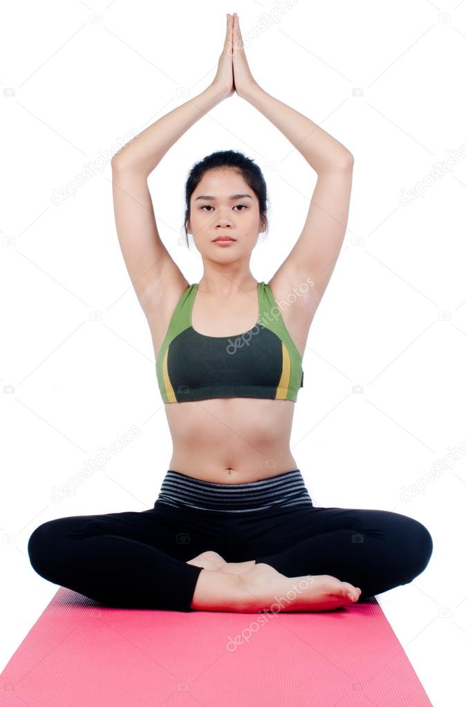 Beautiful young asian woman in yoga pose