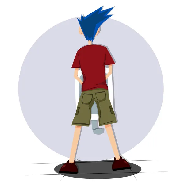 Tuvalet saç adama arkadan mavi — Stok Vektör