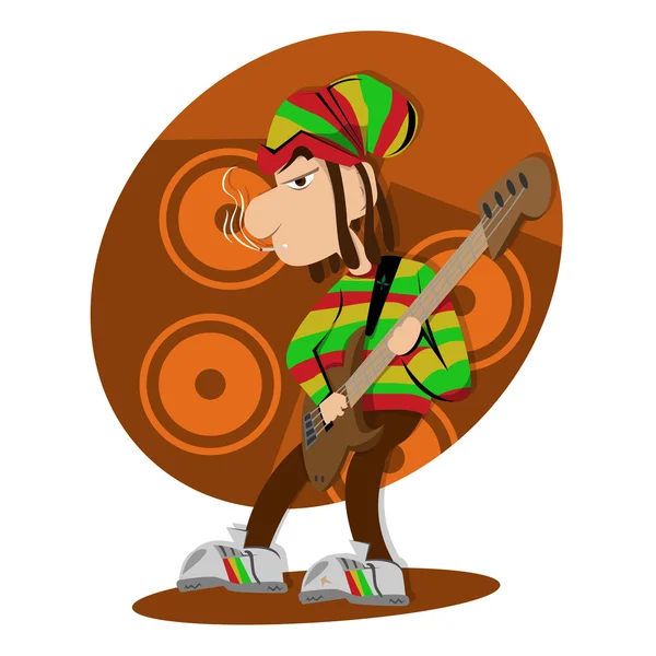 Reggae dread lock bassiste — Image vectorielle