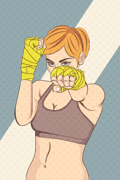 Asian Female Fighter with halftone effect Illustration — Stock Photo, Image