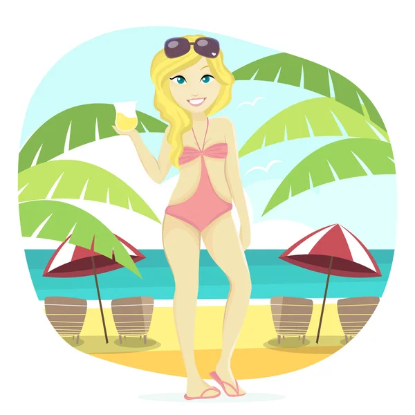 Cute Beach Girl Illustration — Stock Photo, Image