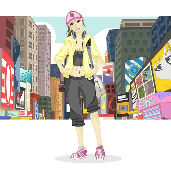 Big City Girl Fashion Style Illustration — Stock Photo, Image