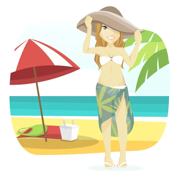 Cute Beach Girl Illustration — Stock Photo, Image