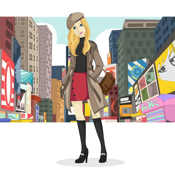 Cidade grande menina moda estilo ilustração — Fotografia de Stock