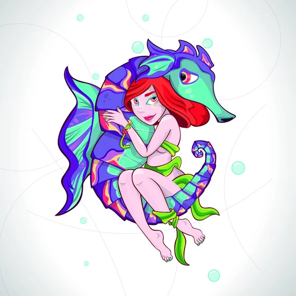 kadın ve deniz atı çizimi