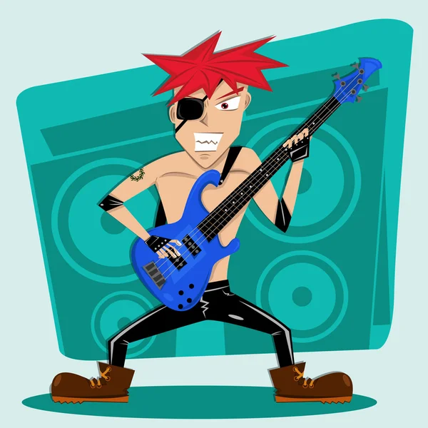 Rotes Haar Rock Bassist Illustration — Stockfoto