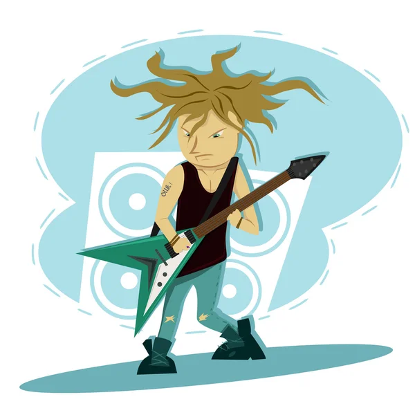 Hardcore Gitarre lange Haare Spieler Illustration — Stockfoto