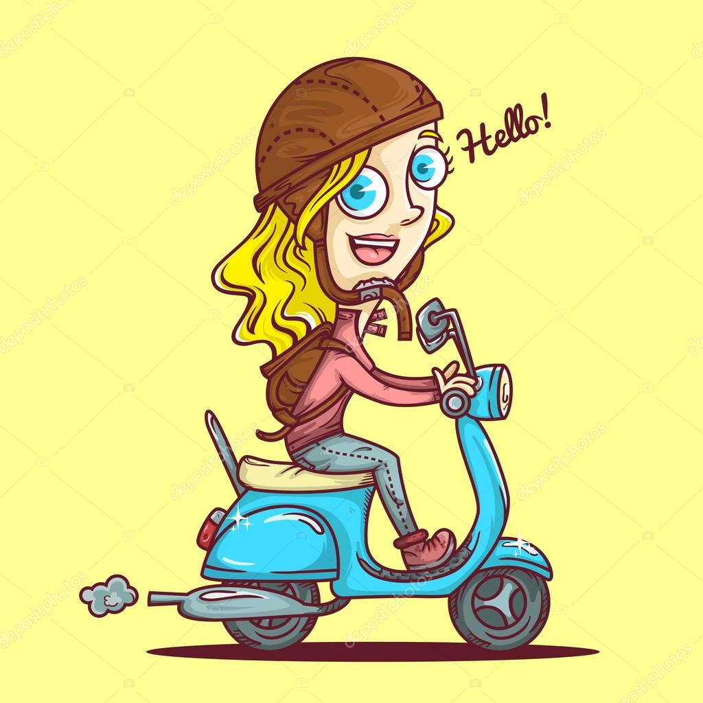 Cute Scooter Girl Illustration Stock Photo by ©ragakawaw 48492135