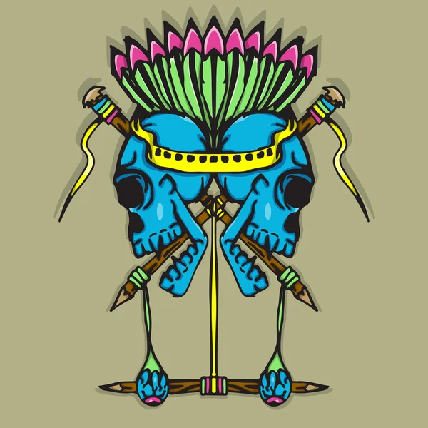 Totem del cranio con illustrazione a colori vibrante — Foto Stock