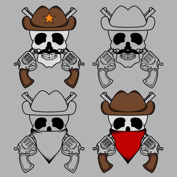 Cowboy-Totenkopf-Maskottchen — Stockvektor