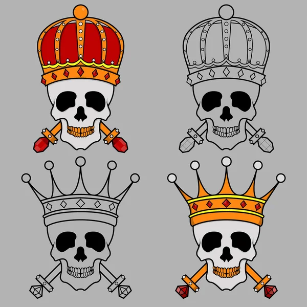 King crown skull mascot — Stock Vector