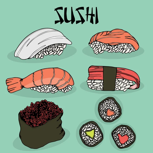 Japanese food sushi fresh fish — Stock Vector