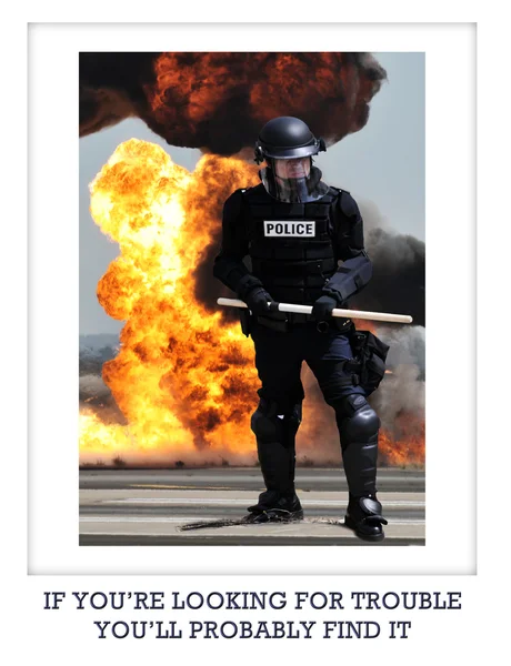 Member of police in riot gear — Stock Photo, Image