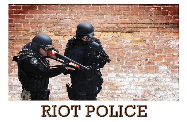 Members of SWAT in riot gear — Stock Photo, Image