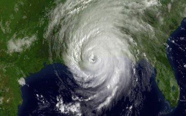 Satellite photo of Hurricane Katrina over The Gulf of Mexico clipart