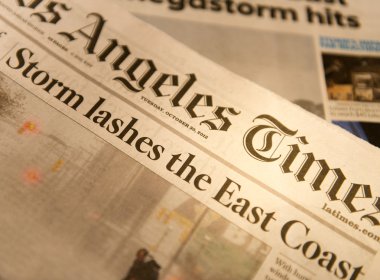 Hurricane Sandy L.A. Times newspaper headlines clipart