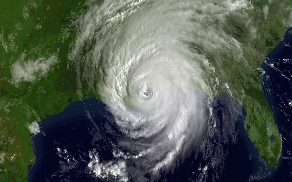 Foto satelital del huracán Katrina sobre el Golfo de México — Foto de Stock