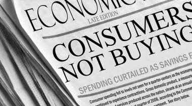 Consumers Not Buying - newspaper headlines. clipart