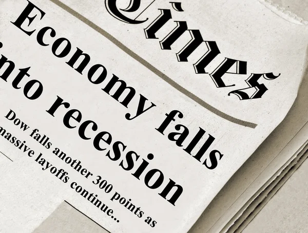 Economic Recession headlines in an unknown Journal newspaper — Stock Photo, Image