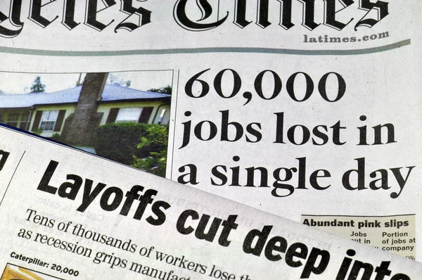 Шестьдесят тысяч рабочих мест потеряно за один день — стоковое фото