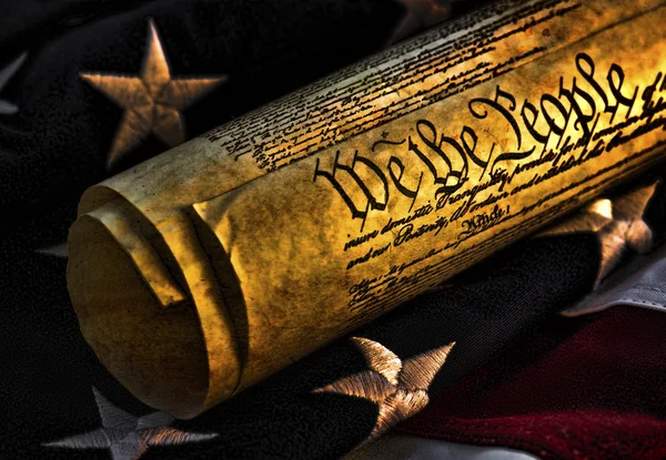 United States Constitution and flag — Stock Photo, Image