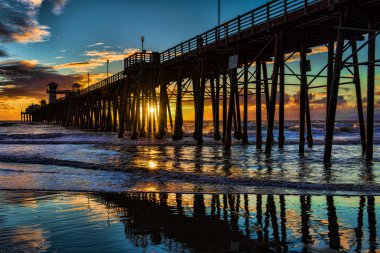 Oceanside Pier at sunset clipart