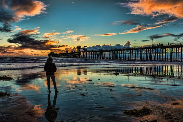 Oceanside molo při západu slunce — Stock fotografie