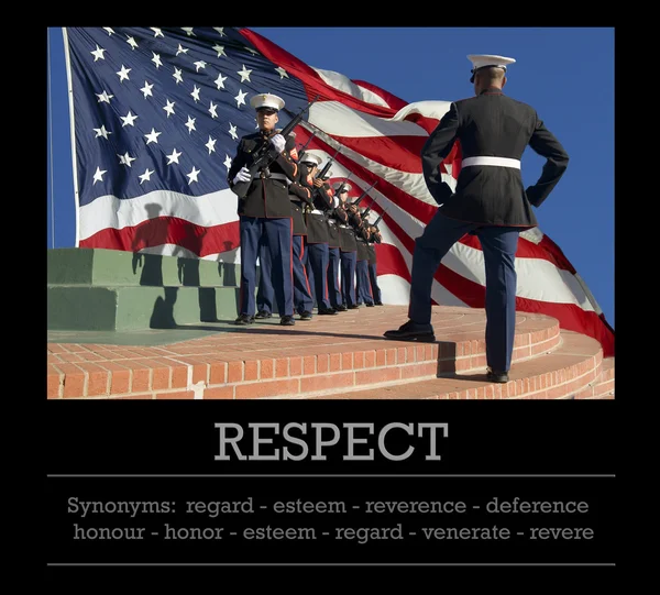 USMC čestné stráže. Respekt a synonyma. — Stock fotografie