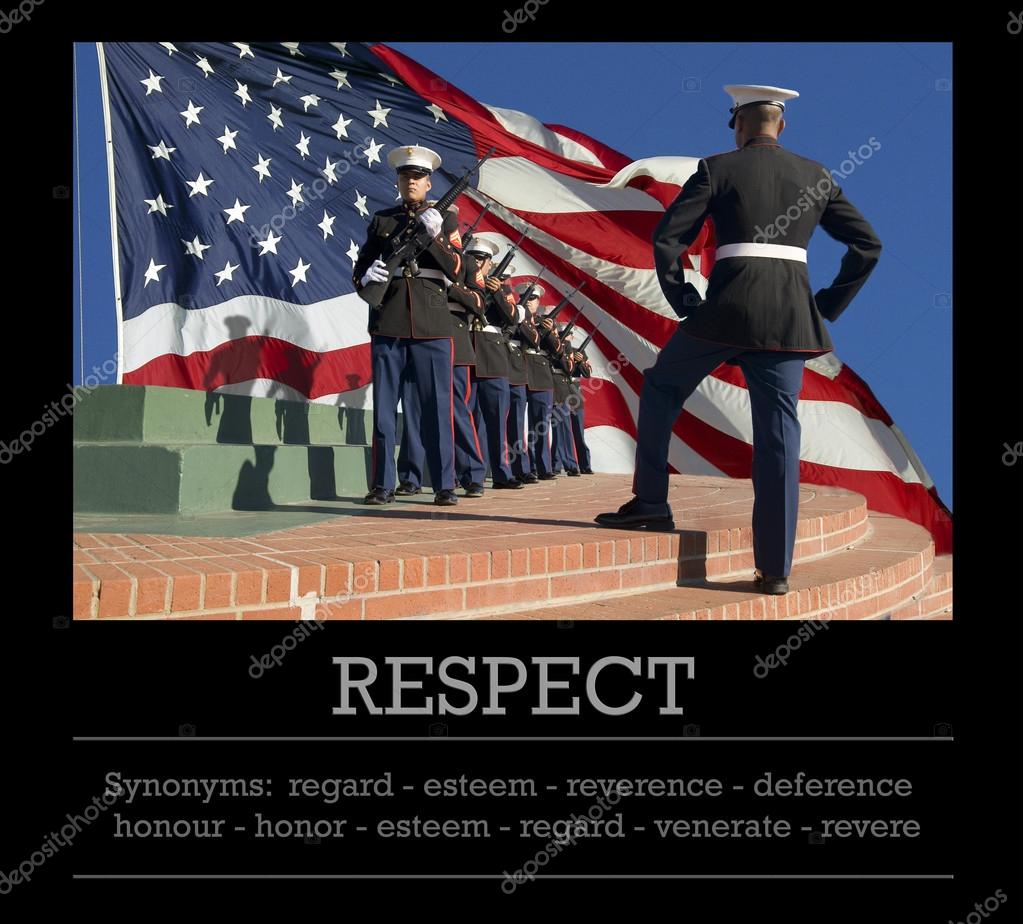 USMC honor guards. Respect and synonyms. Stock Photo by