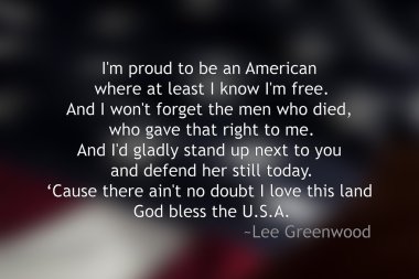 Blurred American Flag with quote in front clipart