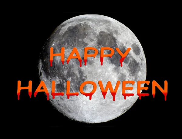 Gelukkig halloween over maan — Stockfoto