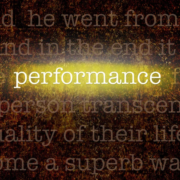 Słowo performanceover tle nieczysty — Zdjęcie stockowe