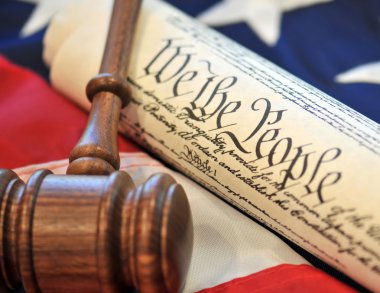 Gavel, flag, and US document clipart