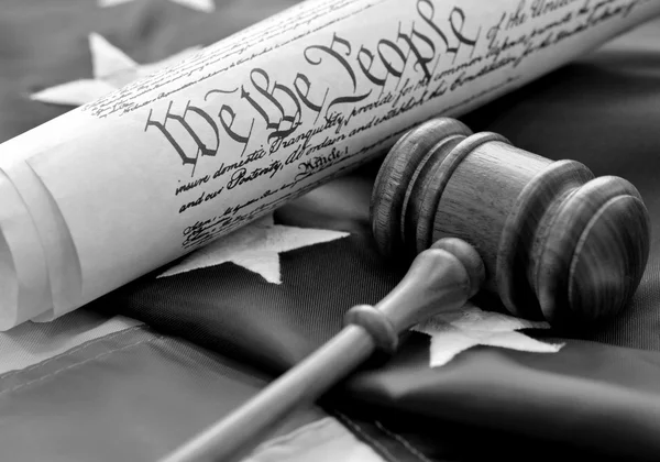 Constitution and gavel with flag — Stock Photo, Image