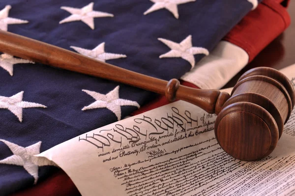 American flag and US Constitution — Stock Photo, Image