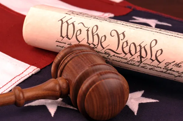 American flag and US Constitution — Stock Photo, Image